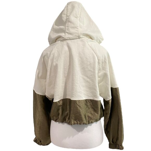 Zara Women Shiny Metallic Pullover Streetwear Color block Cropped Hoodie M - Picture 3 of 9